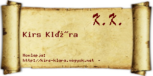 Kirs Klára névjegykártya