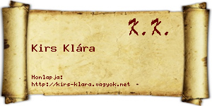Kirs Klára névjegykártya
